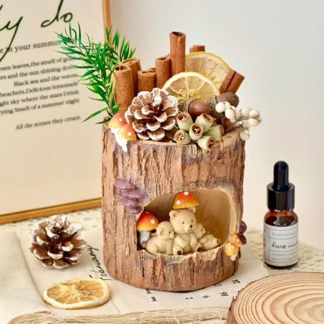 小熊森林肉桂擴香木晶石乾燥花無火香薰臥室擺飾送男女生日禮物女生
