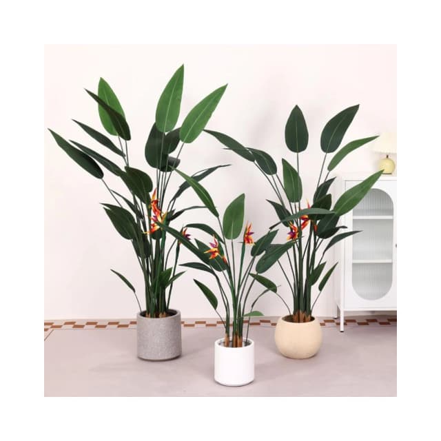 百信百貨 免運 大型仿真天堂鳥帶花假植物盆栽室內客廳裝飾擺件辦公室好養假綠植