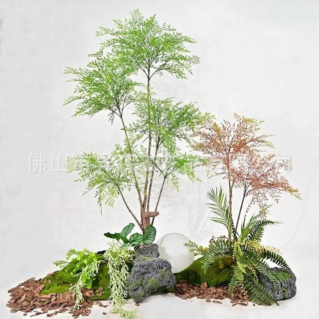 百信百貨 免運 仿真南天竹植物假綠植裝飾仿真樹客廳落地盆栽仿生綠植擺件