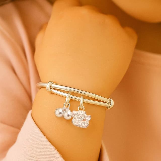 【珠兒綠】999純銀龍好運龍年手鐲 嬰兒|兒童|成人尺寸 純銀手鐲 彌月禮物 周歲禮物