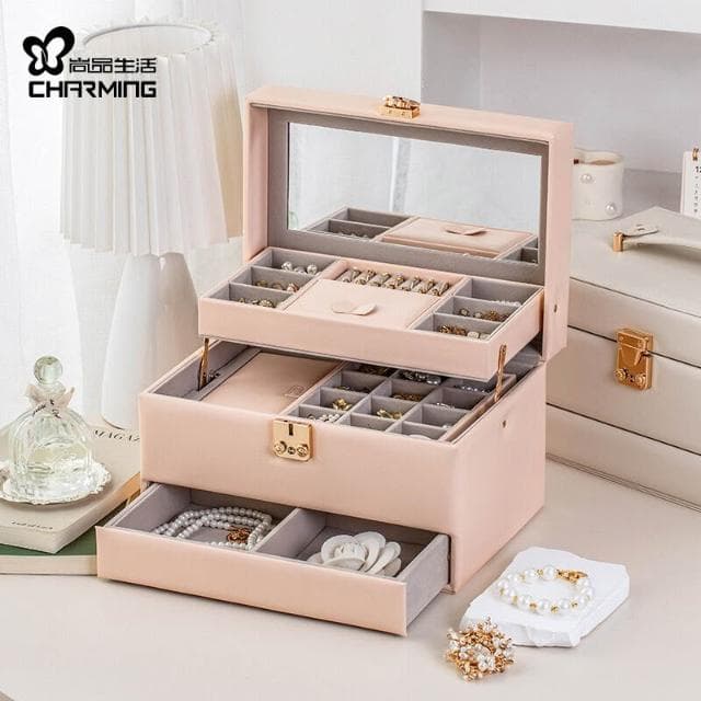 直首飾收納盒手提輕奢抽屜大容量多層戒指耳飾項鏈飾品盒子 f6cf1ee4
