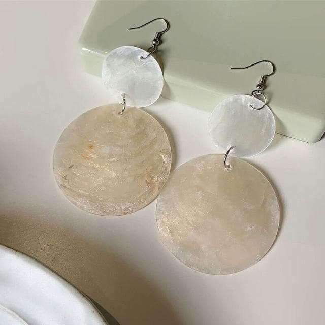 耳環圓片貝殼氣質耳環波西米亞海邊度假風誇張大氣顯臉小時尚獨特耳墜輕盈精緻輕奢高級韓國看不膩超閃耳環耳飾飾品配禮服百搭禮物