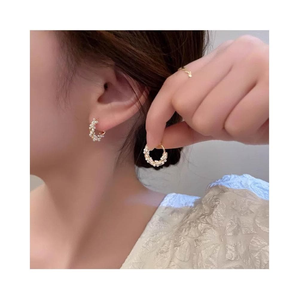 耳環銀針耳飾高級感輕奢珍珠耳圈女夏季小眾設計感耳環輕盈精緻輕奢高級韓國不過敏看不膩超閃耳環耳飾飾品配禮服百搭禮物小巧玲瓏