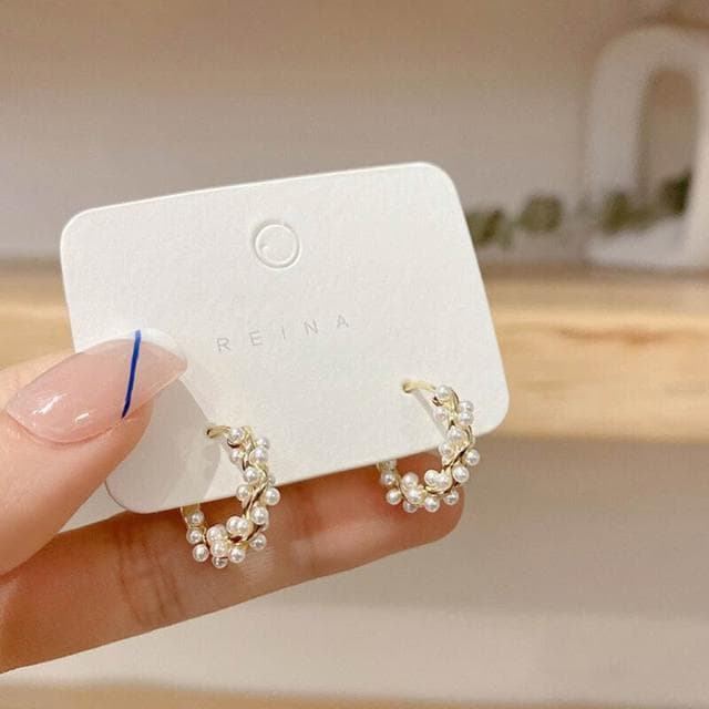 耳環銀針耳飾高級感輕奢珍珠耳圈女夏季小眾設計感耳環輕盈精緻輕奢高級韓國不過敏看不膩超閃耳環耳飾飾品配禮服百搭禮物小巧玲瓏