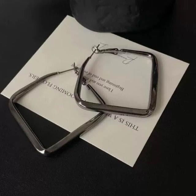 耳環輕奢高級感槍黑色方形大耳圈時尚誇張氣質耳環方圓臉顯瘦耳飾輕盈精緻輕奢高級韓國不過敏看不膩耳環耳飾飾品配禮服百搭禮物