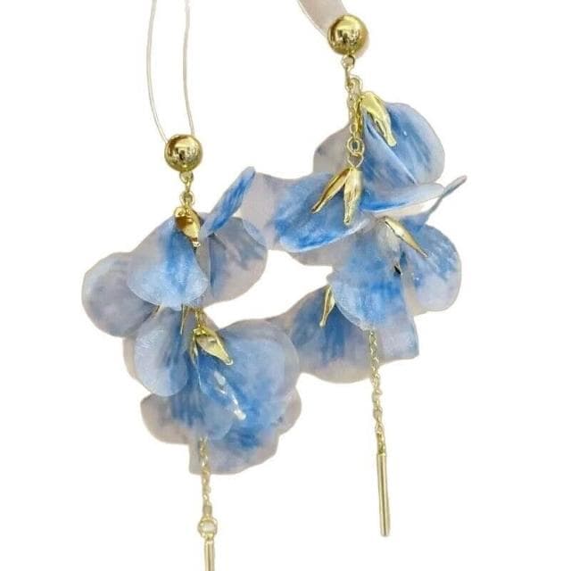  耳環氛圍感浪漫漸變紫色花瓣流蘇耳環高級感氣質耳釘女仙氣度假風耳飾輕盈精緻輕奢高級韓國不過敏看不膩超閃耳環飾品配禮服百搭