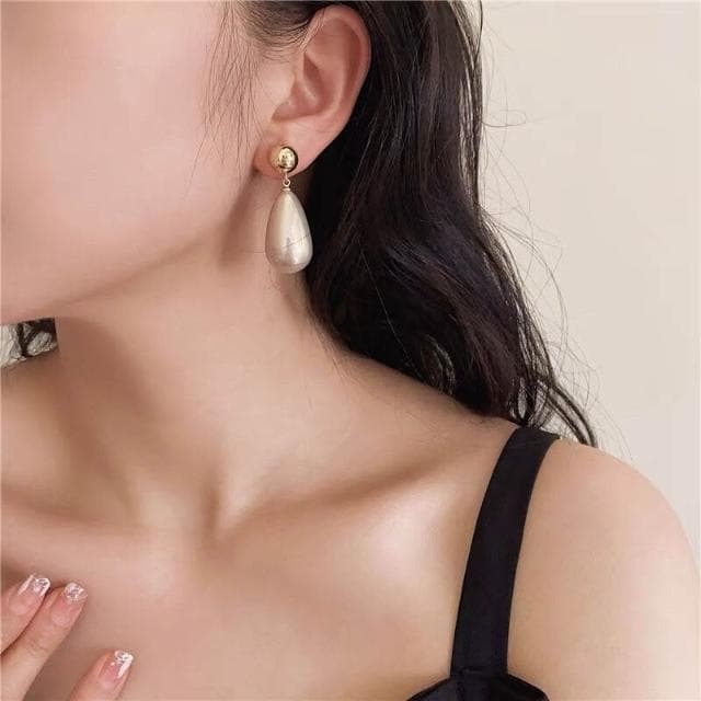 耳環氣質水滴珍珠簡約耳環大氣法式百搭耳飾新娘結婚禮服配飾輕盈精緻輕奢高級韓國不過敏看不膩超閃耳環耳飾飾品配禮服百搭禮物