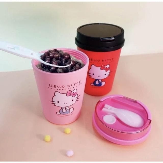【HELLO KITTY】【就是要玩】正版授權 三麗鷗 HELLO KITTY 輕食杯 環保餐具 保溫袋 耐熱 耐冷 凱蒂貓 可微波 加熱 保冷袋