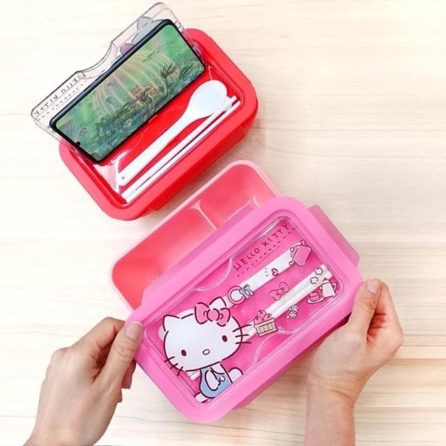 【HELLO KITTY】【就是要玩】正版授權 三麗鷗 HELLO KITTY 輕食杯 環保餐具 保溫袋 耐熱 耐冷 凱蒂貓 可微波 加熱 保冷袋