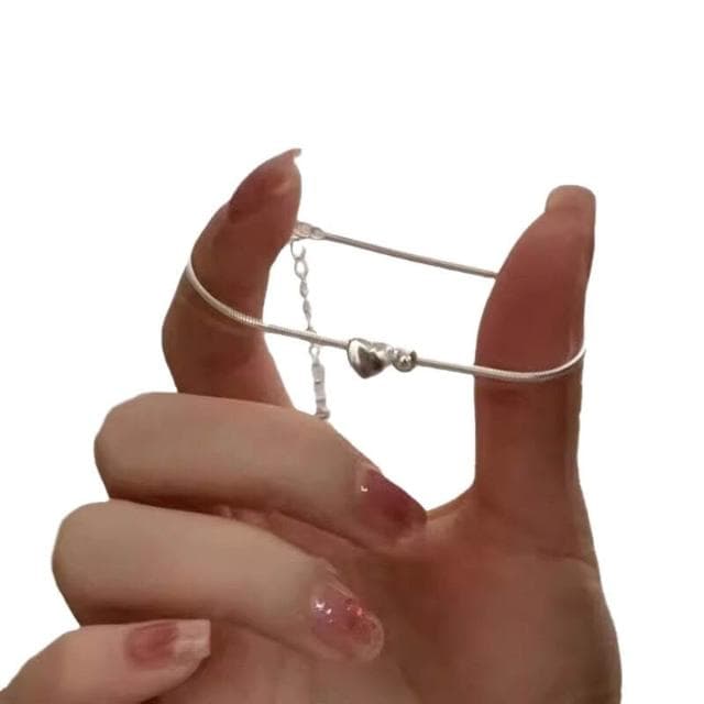 手鏈（三條裝）小眾心形手鏈簡約百搭愛心設計感圓珠蛇骨手飾女大方氣質日常通勤派對約會手鏈輕盈手鏈手環手串手飾簡約百搭高級感