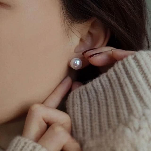 耳環S銀針珍珠耳釘上卡款極光白高亮珍珠耳飾ABS耳釘不過敏看不膩超閃耳環耳飾飾品不褪色百搭禮物輕盈精緻輕奢高級韓國