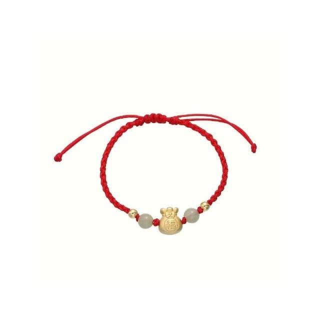 【開運堂】現貨 招財錢袋銅鍍金手工編織手繩招財平安中國風和田玉手飾小眾設計國潮情侶手鍊