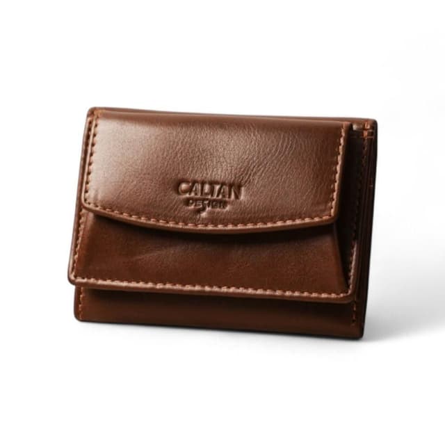 【CALTAN】CALTAN DESIGN |  序曲2文藝打褶真皮三折短夾 075360 兩色(真皮 中夾  錢包 招財 母錢包)