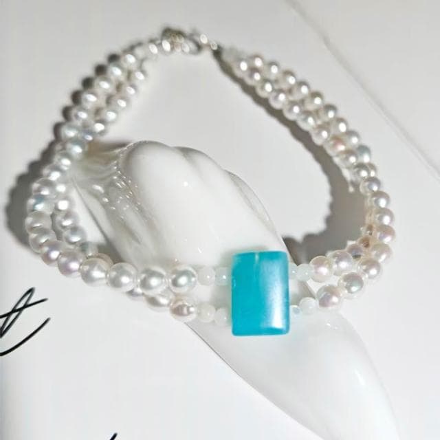 【Paiya 派亞】S925銀雙層3.7MM淡水珍珠天河石手串手鏈