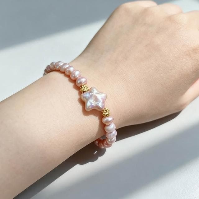 【Paiya 派亞】巴洛克粉4.5MM紫色淡水珍珠手串手鏈/紫色珍珠戒指 二選一