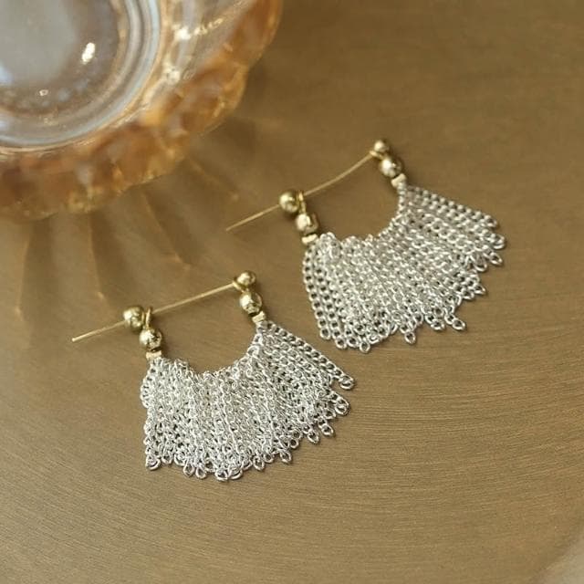 Miss Si【現貨速發】無耳洞耳夾/耳針༟ 璀璨銀河 瀑布耳環 小眾設計 輕奢華麗 高級感流蘇 無痛耳夾 蚊香盤 耳飾