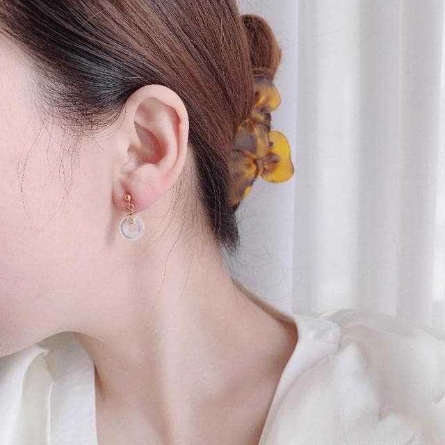 Miss Si【現貨速發】仙氣清透白月光耳環 韓版小眾 高級輕奢 氣質典雅 平安扣耳墜 耳墜 耳扣 耳釘 耳針 耳飾首飾