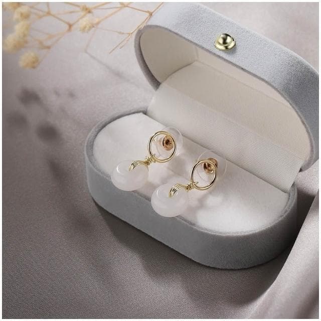 Miss Si【現貨速發】仙氣清透白月光耳環 韓版小眾 高級輕奢 氣質典雅 平安扣耳墜 耳墜 耳扣 耳釘 耳針 耳飾首飾