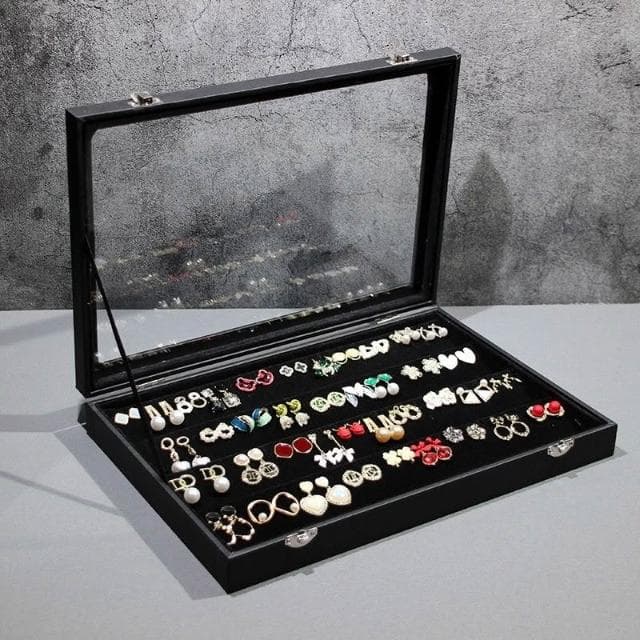 新款促销#耳環收納盒新款首飾盒高檔精緻耳釘耳飾戒指項鏈大容量飾品展示架