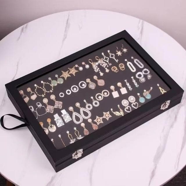 新款促销#耳環收納盒新款首飾盒高檔精緻耳釘耳飾戒指項鏈大容量飾品展示架