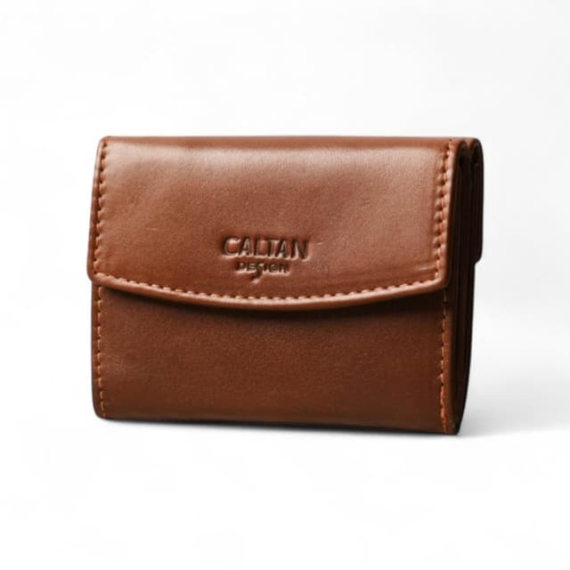 【CALTAN】CALTAN DESIGN |  序曲文藝雙扣真皮三折短夾 075334 兩色(真皮 中夾  錢包 招財 母錢包)