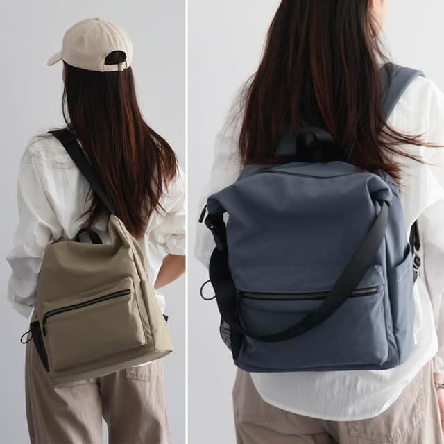 【EMMA SUE】女生 後背包 側背包 大容量 筆電包 學生 書包 多功能 時尚 休閒 旅行 上班