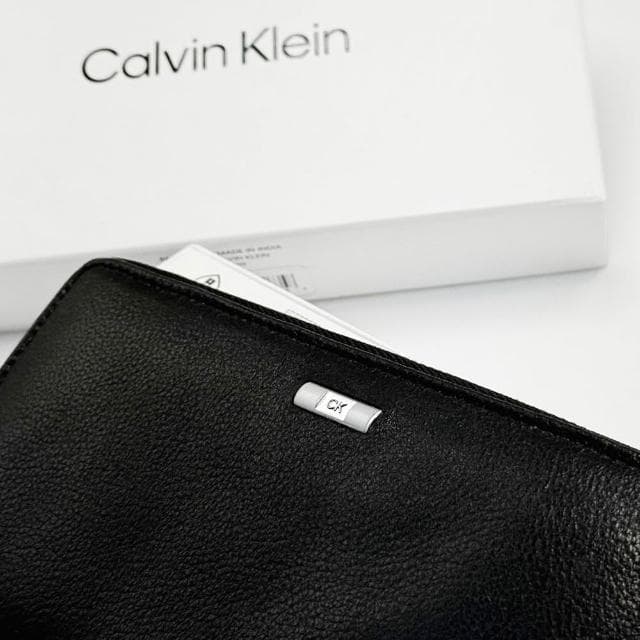 【CALVIN KLEIN】Calvin Klein 滿版 防刮 防盜 真皮長夾 零錢袋 錢包 CK 禮盒 皮夾 送禮 @1048