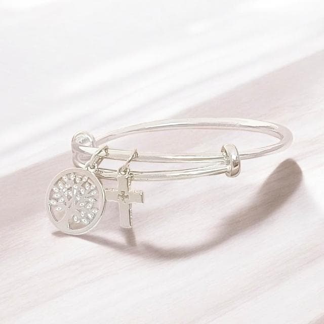 【珠兒綠】999純銀十字架生命樹手鐲 嬰兒|兒童|成人尺寸 純銀手鐲 彌月禮物 周歲禮物