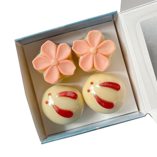 和菓子造型手工皂禮盒｜冷製植物油香皂｜[主香味特色]｜通過SGS檢驗｜環保無毒｜35g x 4入適合裝飾
