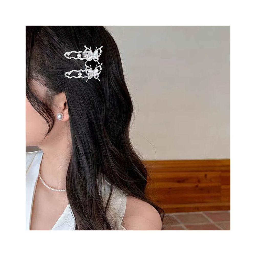 髮飾髮夾清冷感蝴蝶發夾女輕奢月光石發卡小眾設計瀏海邊夾側邊髮飾飾品髮夾一字夾( 聖誕節 生日 髮飾 頭飾  髮夾 禮物)
