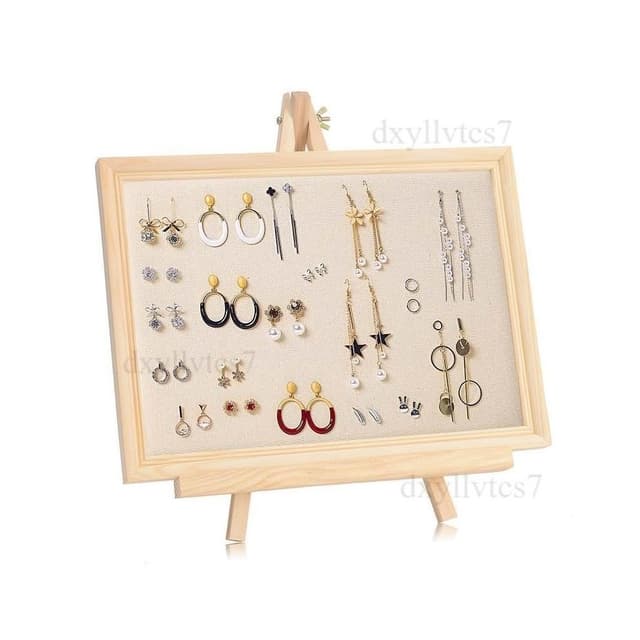實木相框板掛墻耳環架 女家用首飾架 收納耳釘耳飾項鍊架 飾品展示架 吊墜飾品收納架 擺攤飾品陳列架