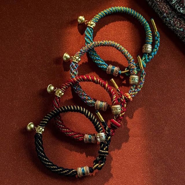 【LEESA】金剛結\六字真言手繩\五彩繩\保平安\手工編織\紅繩手鍊\本命年\五行開運\手繩\手鍊\轉運珠\藏式手鍊\禮物