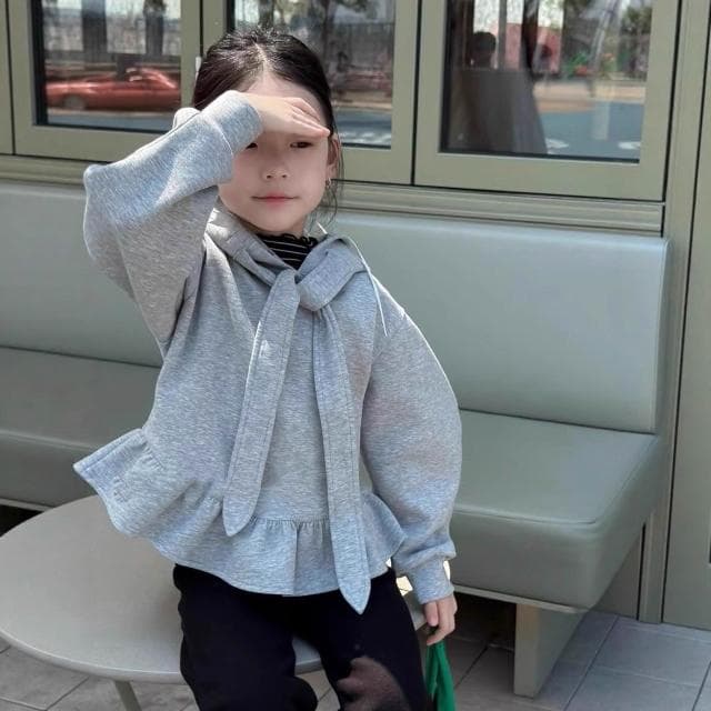 【Arbea】兒童裝女童衛衣連帽長袖麻灰上衣外衣秋冬裝新款童裝【C1273】