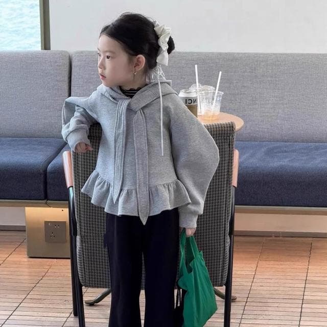 【Arbea】兒童裝女童衛衣連帽長袖麻灰上衣外衣秋冬裝新款童裝【C1273】