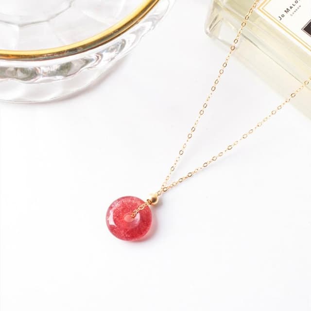 【巴黎精品】現貨+預購 天然草莓晶項鍊女項鍊項鏈鎖骨鏈轉運招財淨化開運情人節禮物配件(飾品a1lh25)