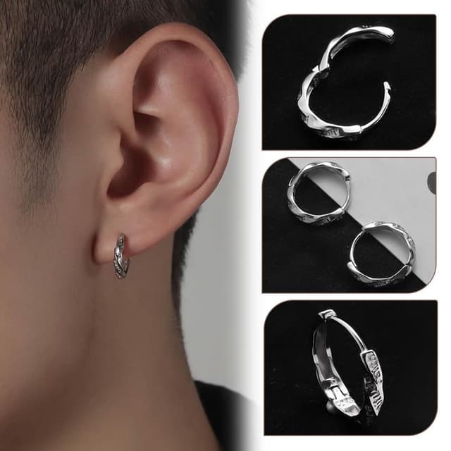 【MoonDy】七宗罪耳環 純銀耳圈 環狀耳環 莫比烏斯耳飾 男生飾品 耳扣 字母素圈 配飾
