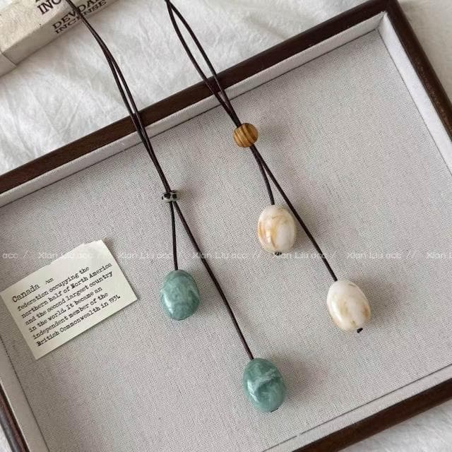 項鏈 綠色木質圓珠長款項鏈吊墜繩女款森系設計毛衣鏈小眾掛脖配飾 項鍊女珍珠項鍊時尚百搭吊墜項鍊長項鍊飾品毛衣鍊生日禮物