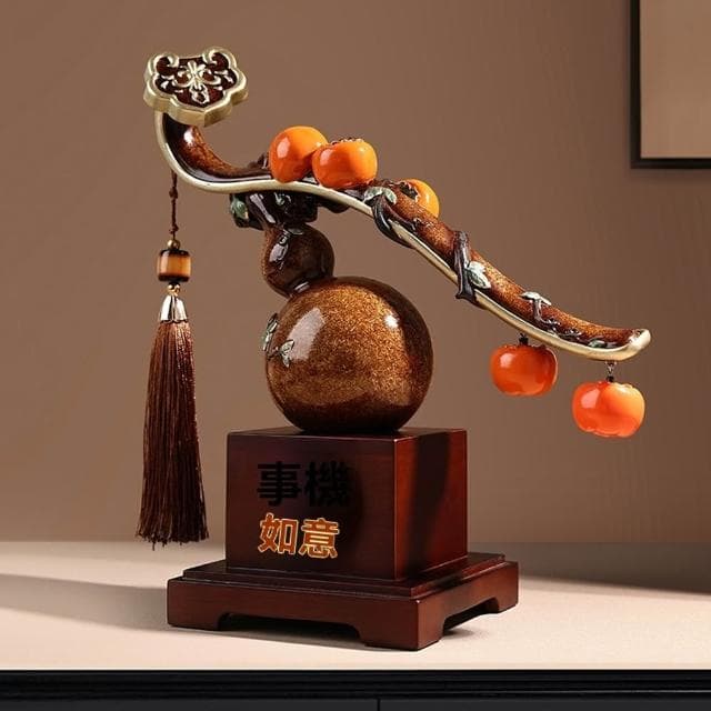 【Loha 樂活家】新中式如意擺件 事柿如意擺件 擺飾 送禮 擺設 陳設品 裝飾品 開運擺件 招財飾品 精美禮品