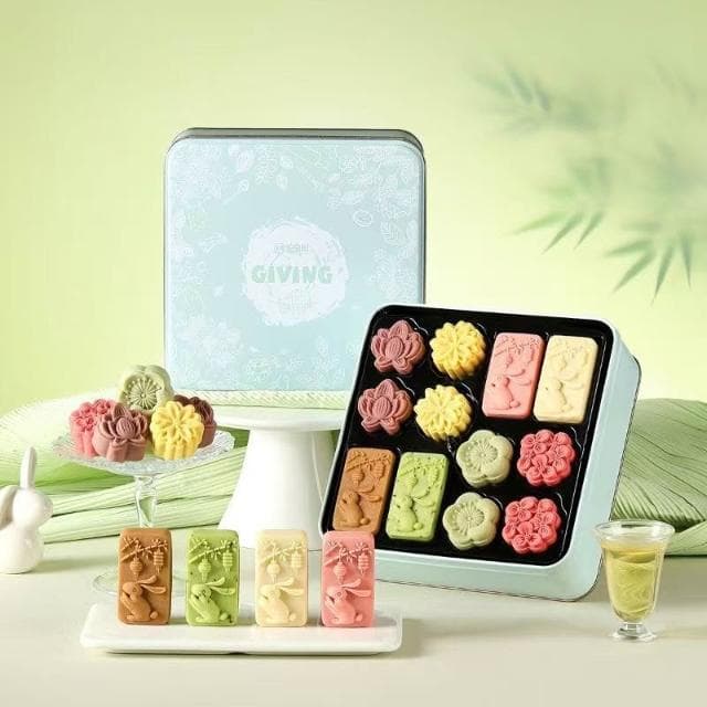 Phoebejos悠享時傳統月餅禮盒裝364g中式糕點心桂花紅豆牛奶味送長輩伴手禮