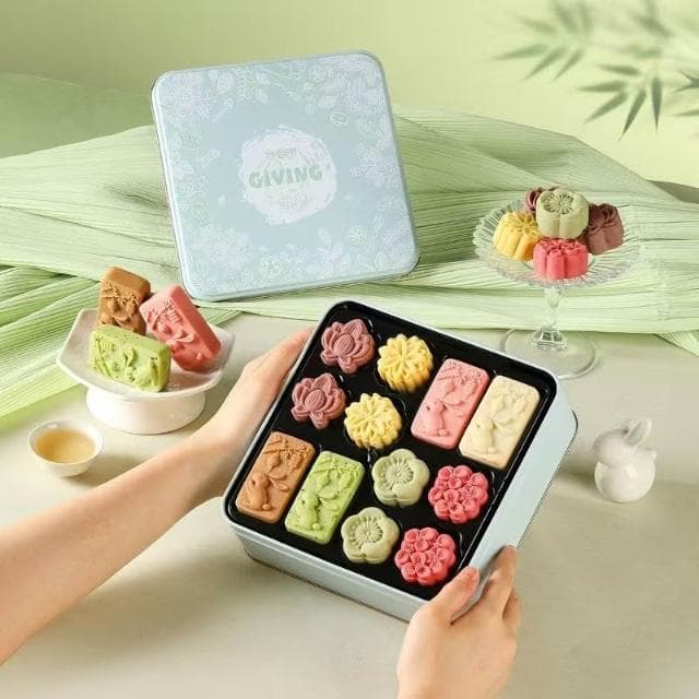 Phoebejos悠享時傳統月餅禮盒裝364g中式糕點心桂花紅豆牛奶味送長輩伴手禮