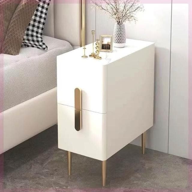 藍牙音響帶指紋鎖巖板簡約現代高端輕奢軟包床邊櫃床頭櫃小型超窄 5e0