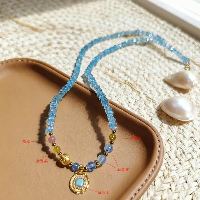 【Paiya 派亞】原創設計帕拉伊巴鮮豔藍磷輝隨行項鍊高級感鎖骨鏈彩寶石撞色輕奢綠松石項鏈