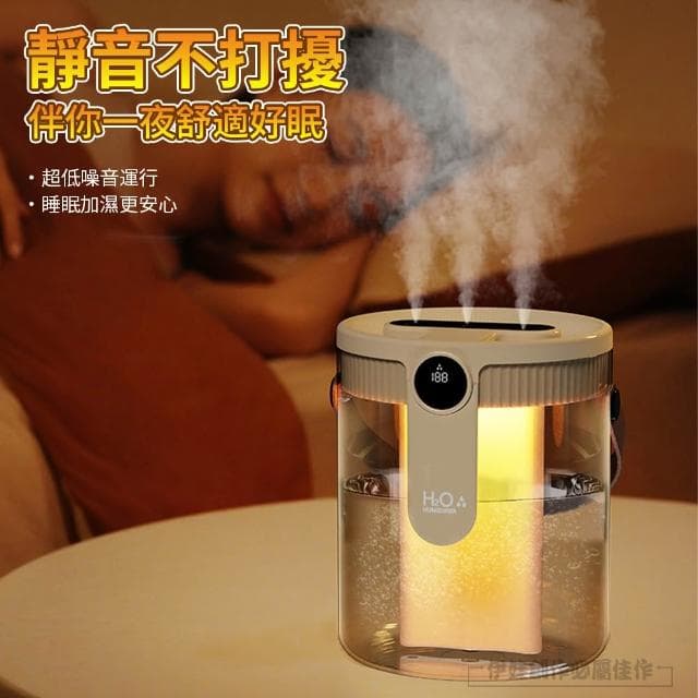 智能三噴加濕器 1500ML 數顯濕度 納米霧化水氧機 空氣清淨機(靜音加濕機 噴霧器)