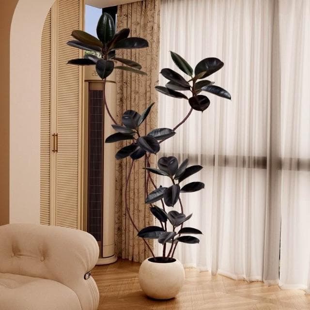 暖巢家居 橡皮樹仿真綠植客廳落地擺件室內大型仿生盆栽假植物裝飾樹仿真花