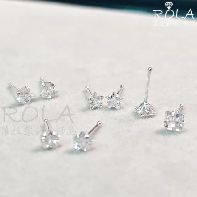 ROLA蘿拉銀飾飾品 “現貨當天出”//一對價// 愛心.方形.星星.花朵水鑽999足銀養耳棒養耳針免耳堵免後扣 1-1