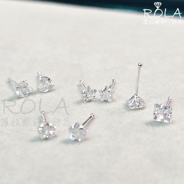 ROLA蘿拉銀飾飾品 “現貨當天出”//一對價// 愛心.方形.星星.花朵水鑽999足銀養耳棒養耳針免耳堵免後扣 1-1
