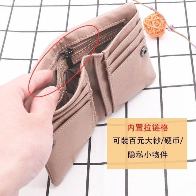 TW新款促销#新款女款短款錢包複古折疊拉鏈小錢包多功能學生錢夾子零錢包卡包