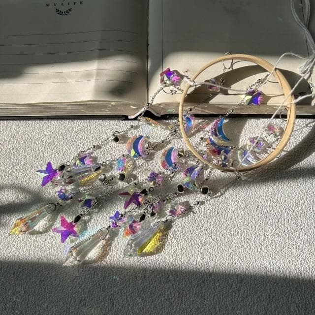 手工水晶掛件 太陽捕手風鈴 臥室窗戶生日禮物掛件 夢幻彩虹光影