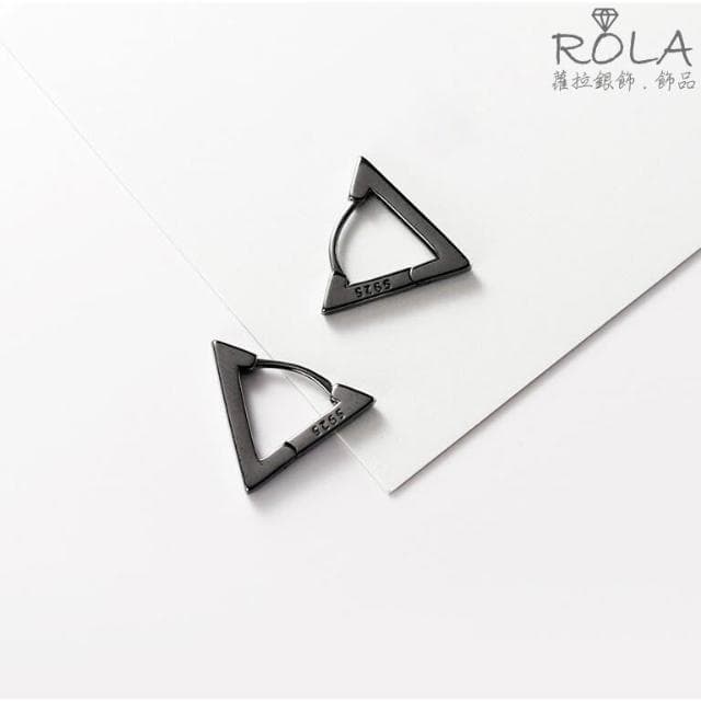 ROLA蘿拉銀飾.飾品 “現貨當天出”  黑色幾何造型925純銀耳針扣耳扣圈圈耳扣 幾何`
