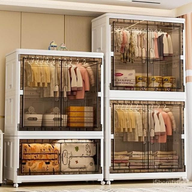 凱莎優選 超大75cm免安裝折疊寶寶衣服收納櫃嬰兒童衣櫥塑料傢用零食儲物櫃 免安裝寶寶衣櫃 兒童衣服收納櫃